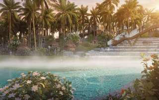 Hệ thống hồ Lagoon và các thảm thực vật đa tầng đóng vai trò là "dải lụa xanh" kết nối mượt mà giữa sự tĩnh lặng của phân khu Eden và sự sôi động của phân khu Horizon.