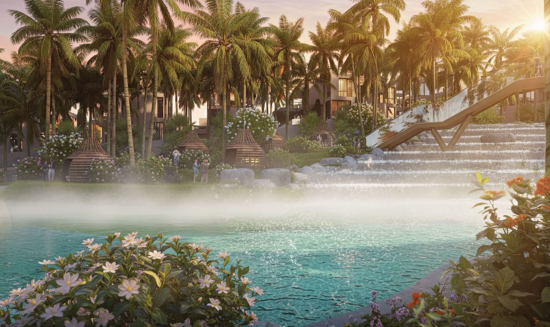 Cảnh quan trung tâm dự án Sunshine Bay Retreat có vai trò gì trong trải nghiệm sống và nghỉ dưỡng?